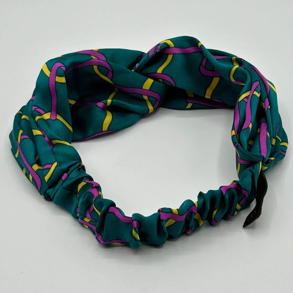 Teal Twisted Headband Beautiful Bee Gold Purple Chain Print Hair‎ Accessory NWOT